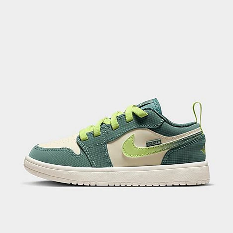 Jordan Little Kids 1 Low Alt SE Casual Shoes in Sea Glass/Hasta/Green Abyss Size: 1.0