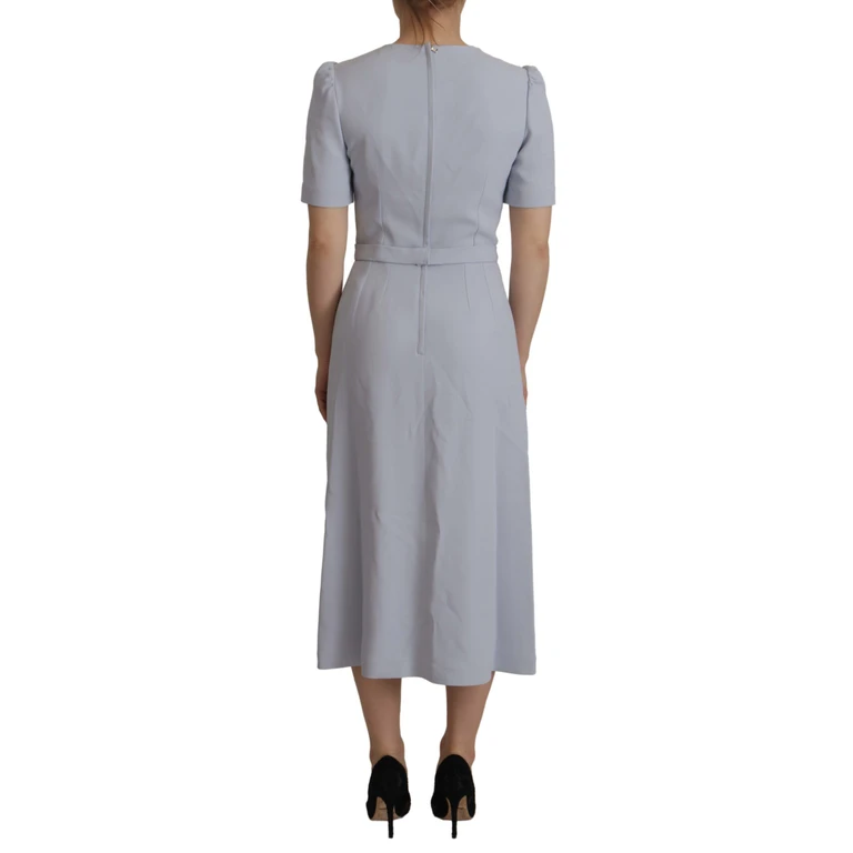 Dolce & Gabbana Blue Floral Applique Midi Viscose Dress Acetate Elastane - Women