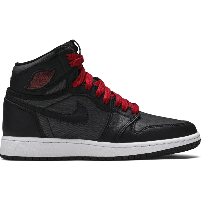 Grade School Retro 1 High Og 'Black Satin Gym Red Black' Gs Sneakers