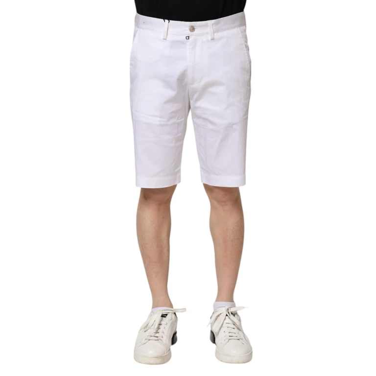 Dolce & Gabbana White Cotton Stretch Men Denim Bermuda Shorts Elastane - Men