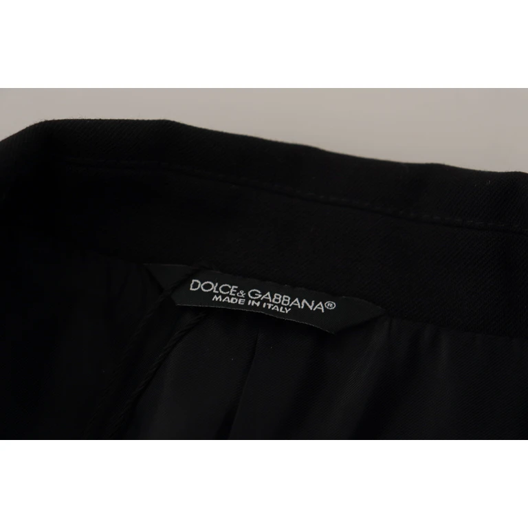 Dolce & Gabbana Black Double Breasted Coat Blazer Jacket Virgin Wool Clothing - Men