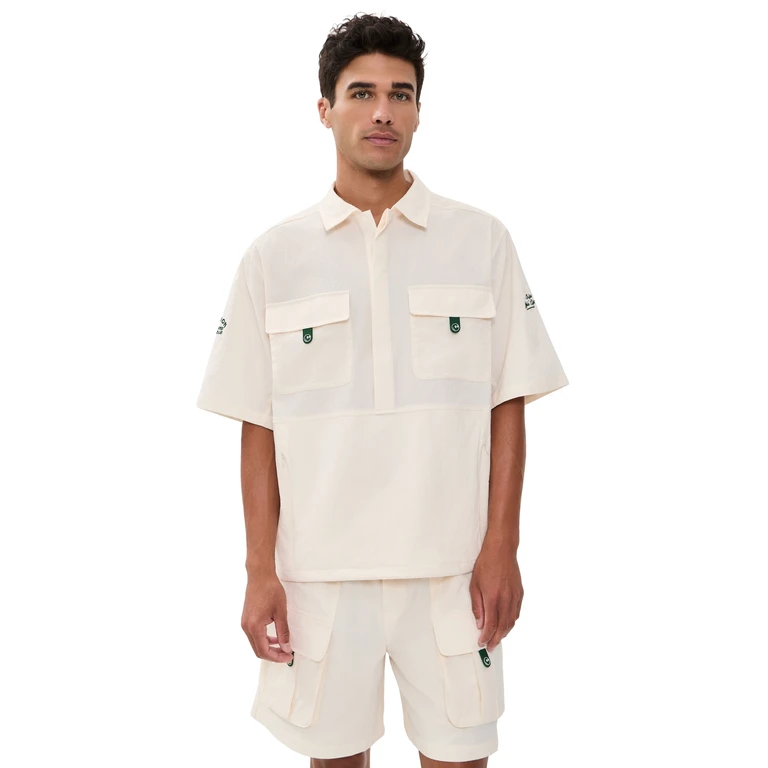 Malbon Bass Club Seersucker Windshirt Ivory S