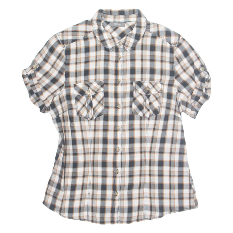 YESSICA Womens Printed Shirt Grey Collared Check S
