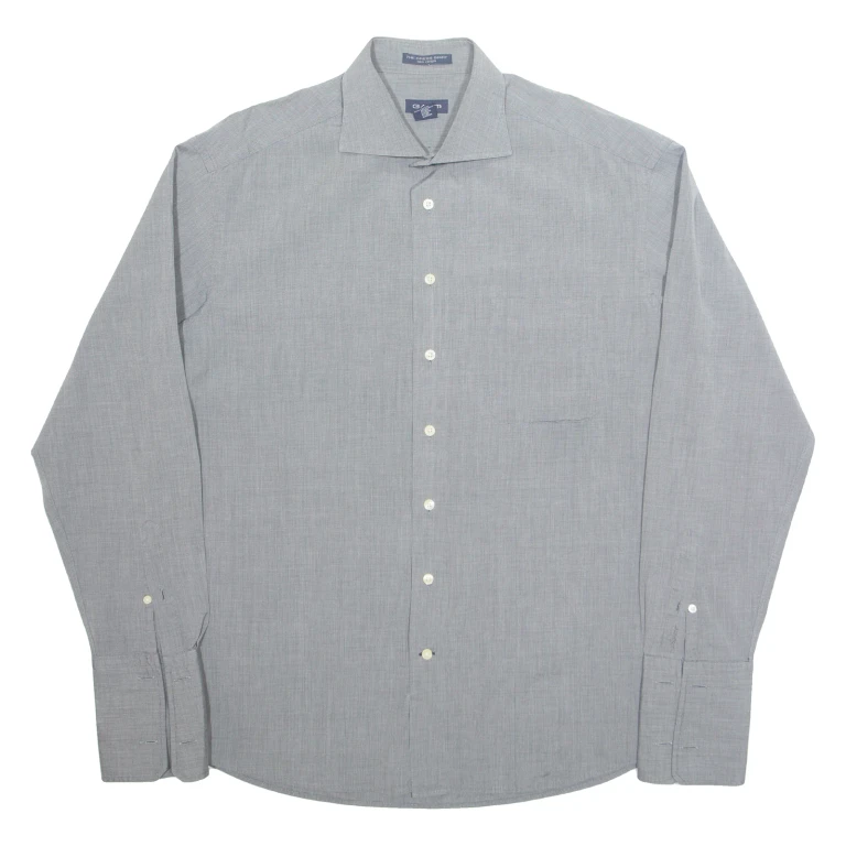 GANT Mens Formal Shirt Grey Long Sleeve 2XL