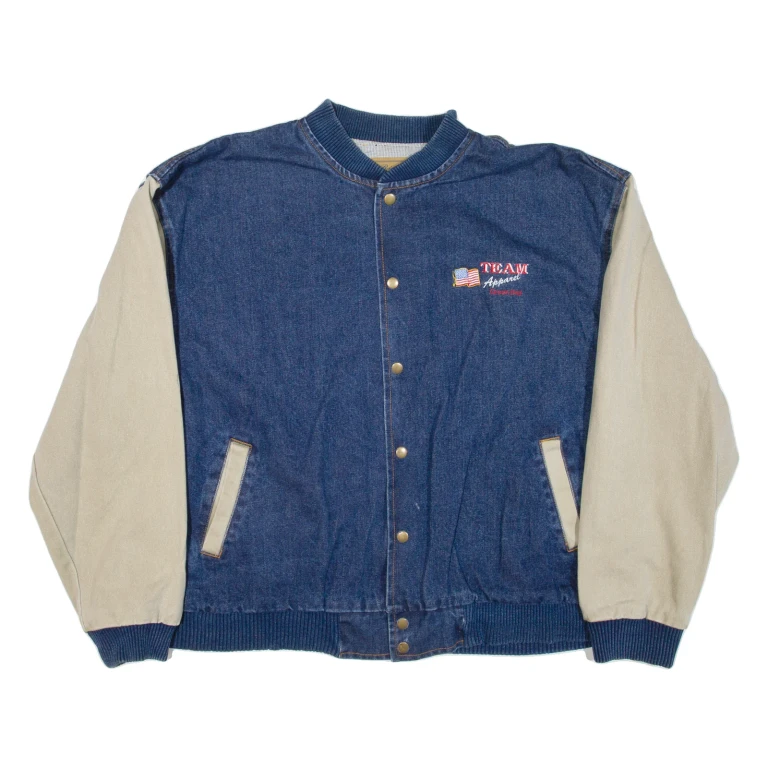 THREE RIVERS Green Bay Mens Bomber Jacket Blue USA XL