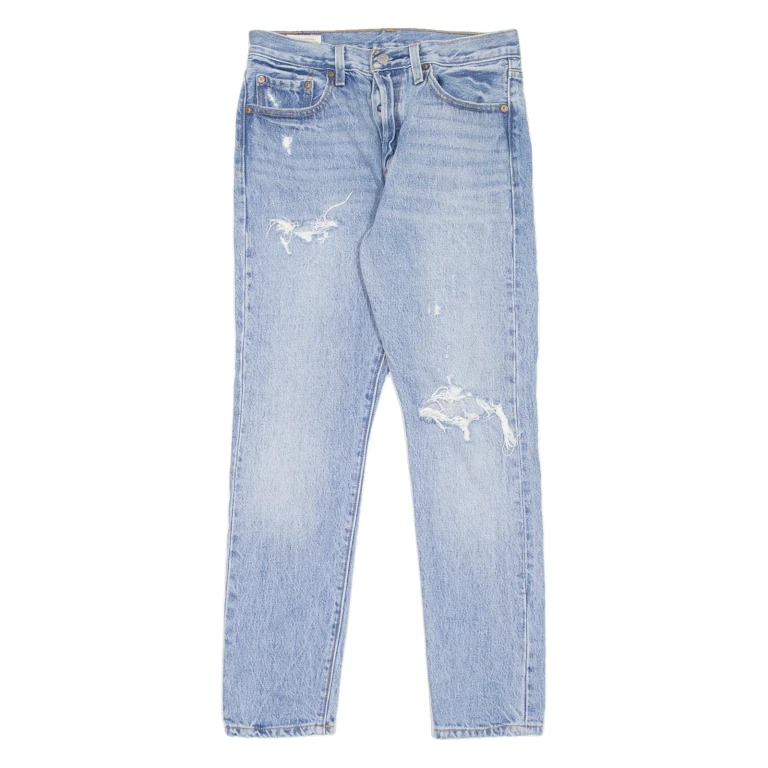 LEVI'S 501 BIG E Jeans Distressed Womens Blue Straight Stone Wash W28 L28