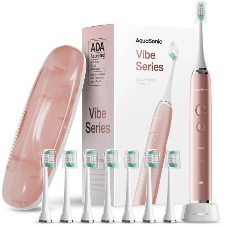 VIBE UltraSonic Whitening Toothbrush w/ 8 DuPont Brush Heads & Case