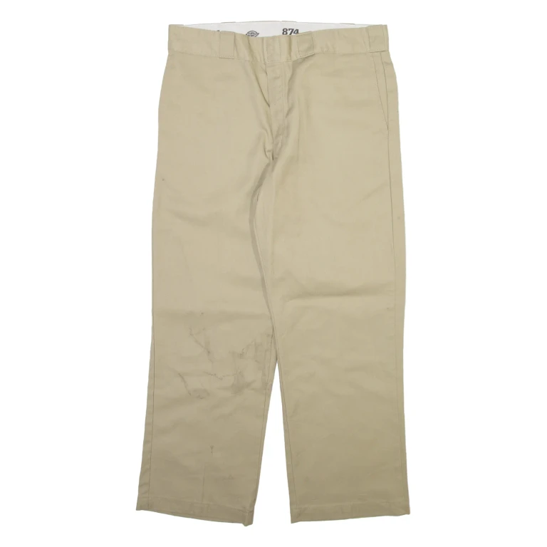 DICKIES 874 Workwear Mens Trousers Beige Regular Straight W34 L27