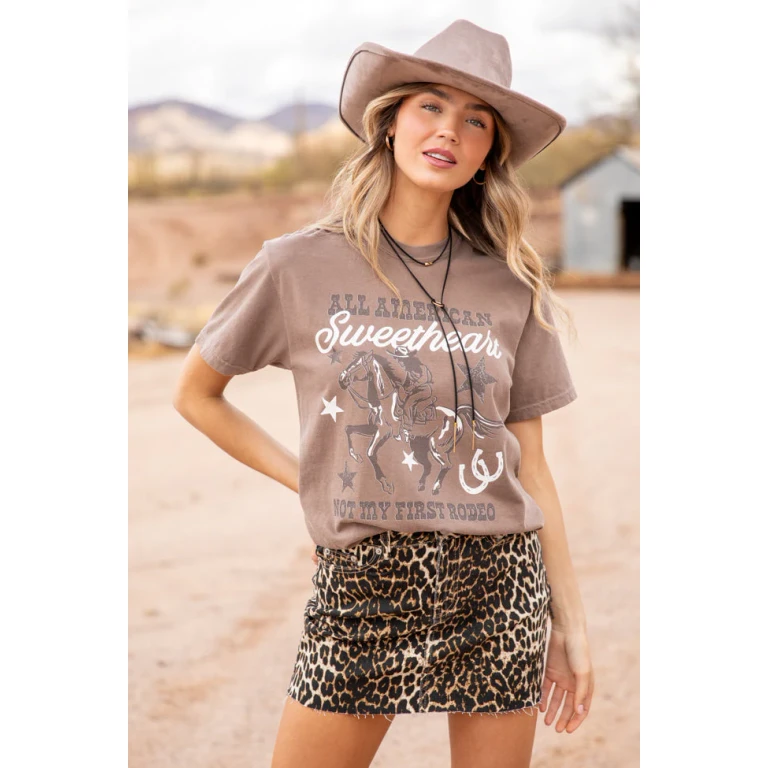 All American Sweetheart Brown Graphic Tee