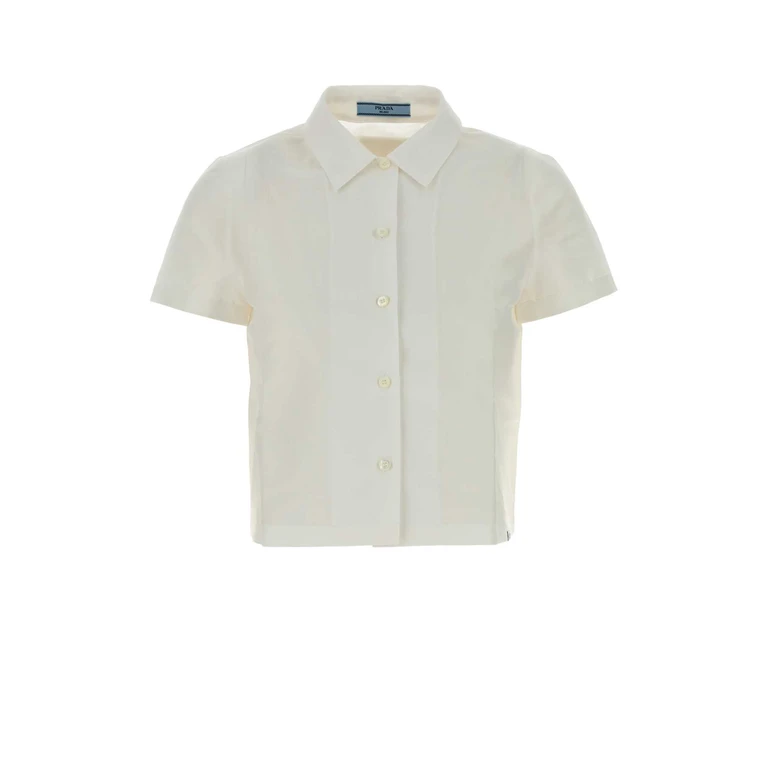 Prada White Cotton Shirt Bianco Exterior: Linen Camicie - Women