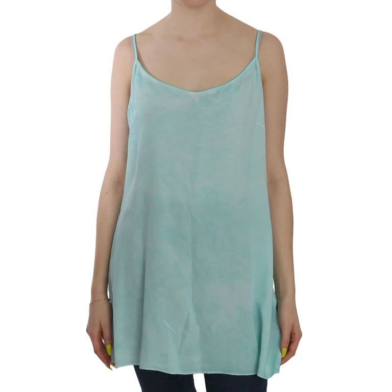 Ermanno Scervino Blue Sleeveless Spaghetti Dress Blouse Viscose - Women
