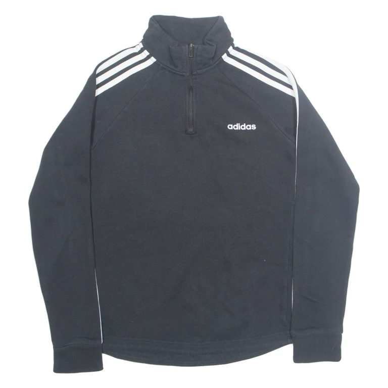 ADIDAS Womens Sweatshirt Black 1/4 Zip XS