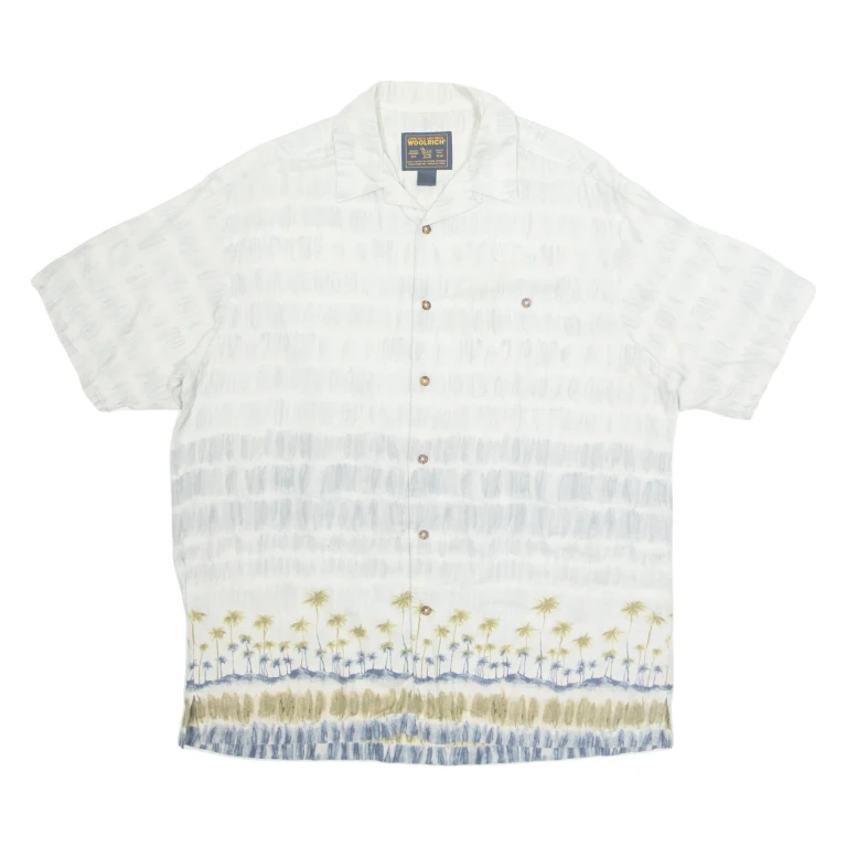 WOOLRICH Beach Mens Shirt Blue Crazy Pattern L