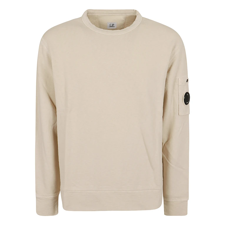 Cp Company Sweatshirts Crew Neck Malfile Fleece White Maglia - Men