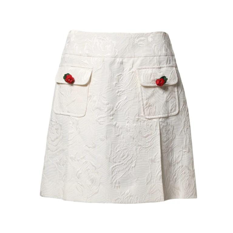 Dolce & Gabbana White Floral Brocade High Waist Mini Skirt Co+se+vi - Women