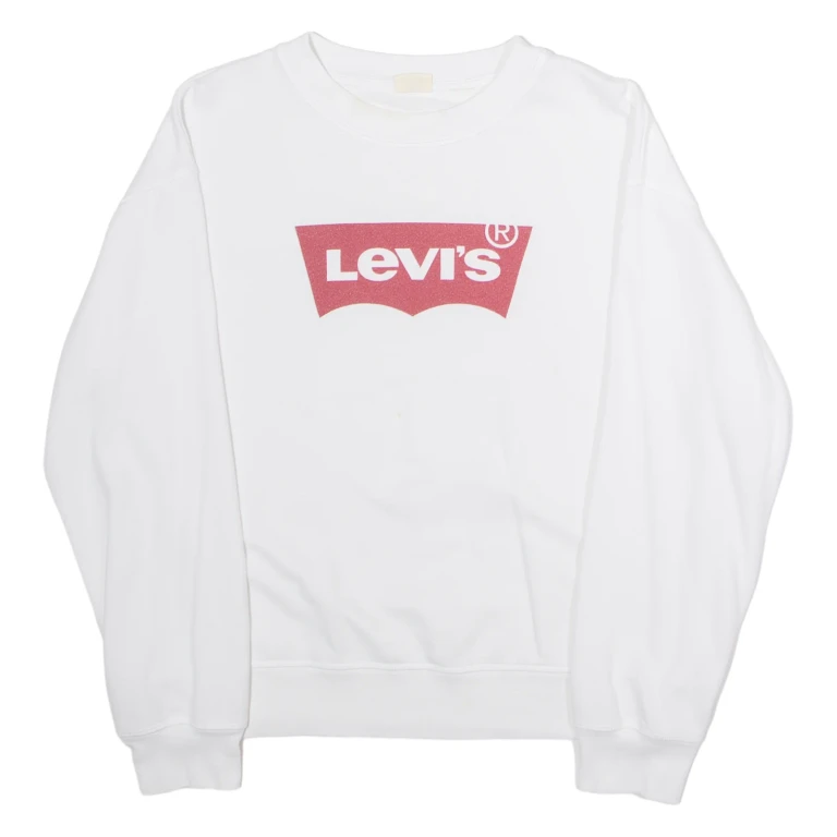 LEVI'S Mens Sweatshirt White Crew Neck M