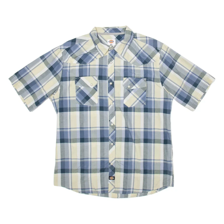 DICKIES Mens Shirt Blue Check XL