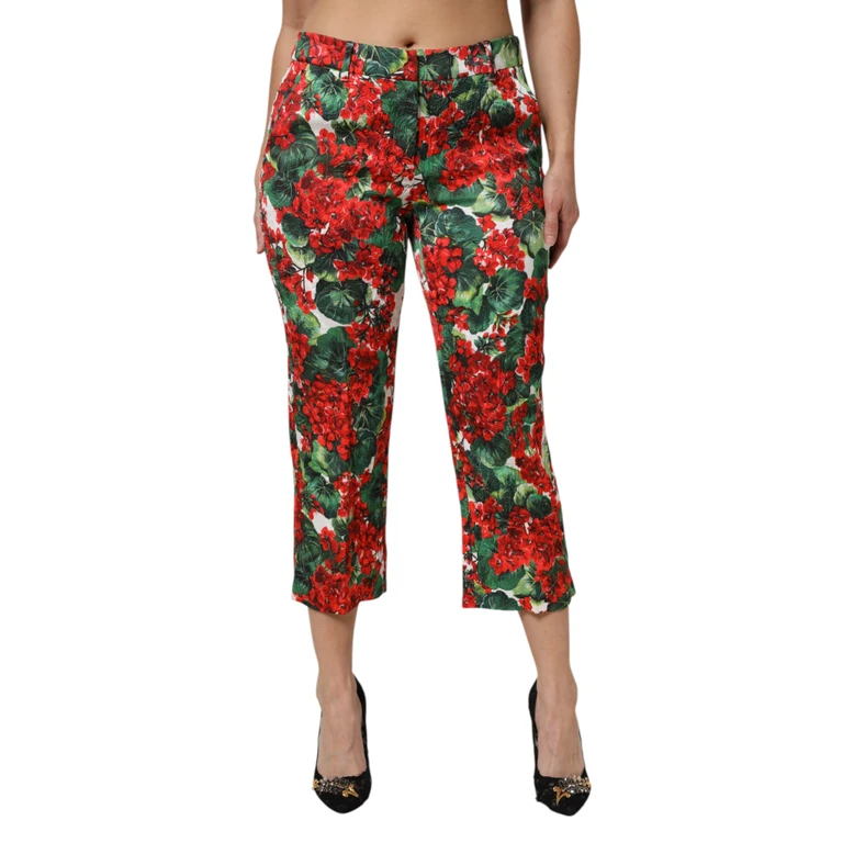 Dolce & Gabbana Multicolor Floral Print Cropped Pants Cotton Viscose Elastane - Women