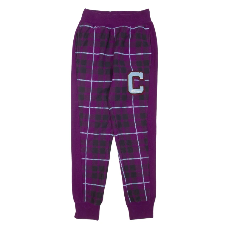 CHAMPION REVERSE WEAVE Check Womens Joggers Purple Tapered S W24 L30