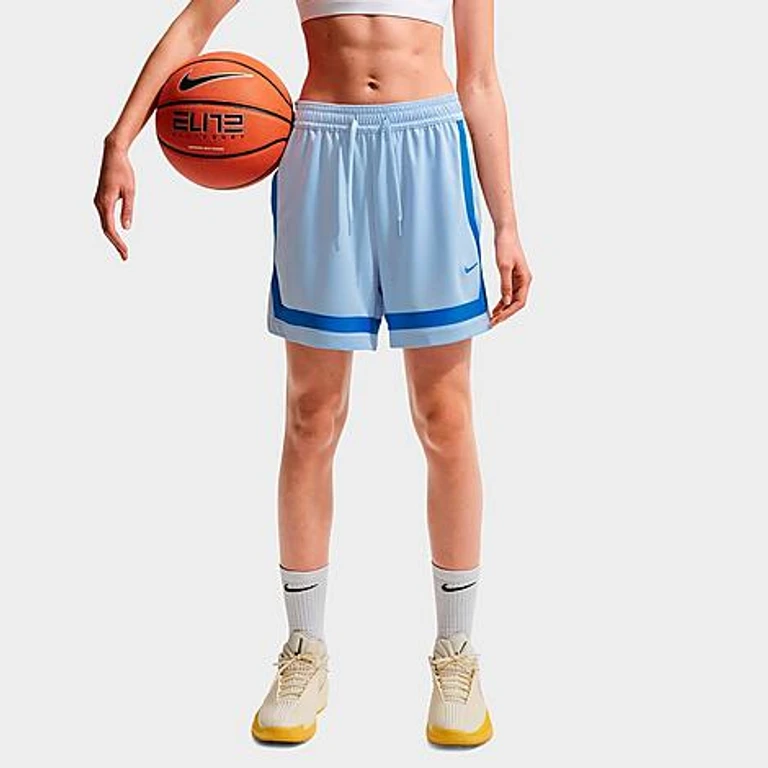 Nike Women's Crossover Dri-FIT 5" Basketball Shorts in Hydrogen Blue/Light Photo Blue/Light Photo Blue Size: XS