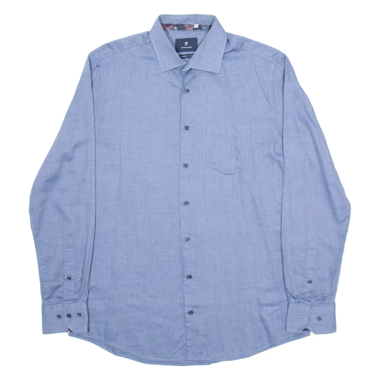 PIERRE CARDIN Mens Plain Shirt Blue Long Sleeve L
