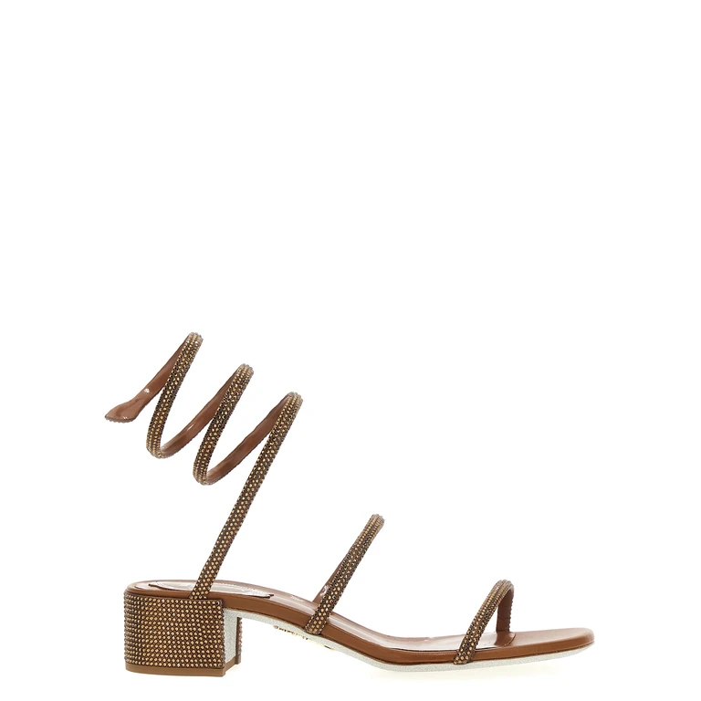 Rene Caovilla Brown Satin Flat Sandals - Women