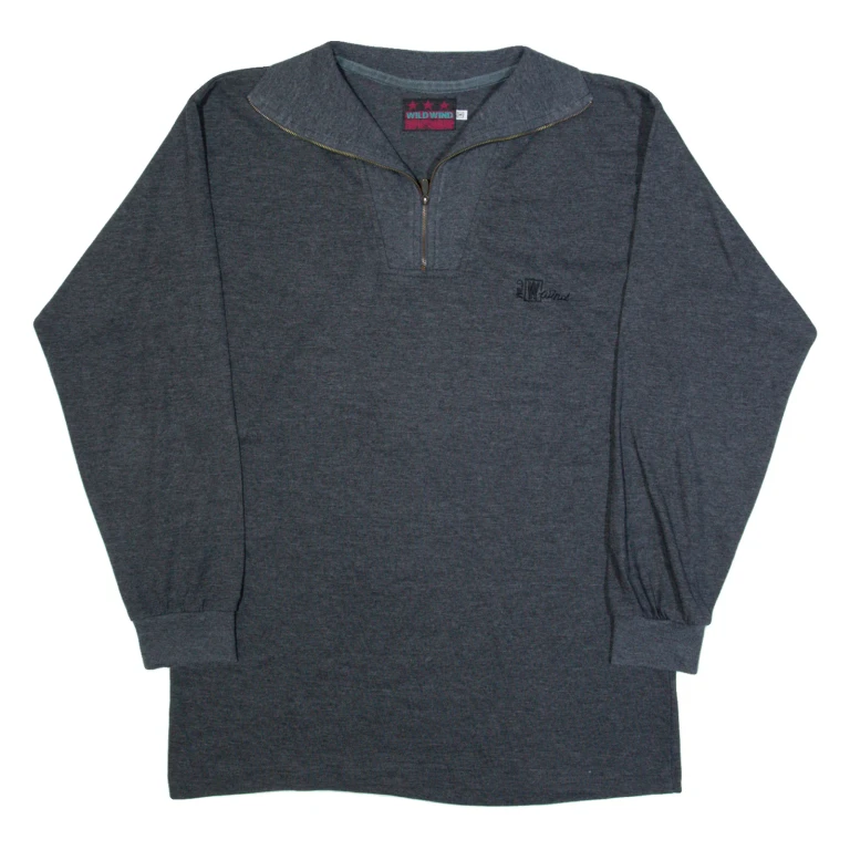 WILD WIND Womens Sweatshirt Grey 1/4 Zip M