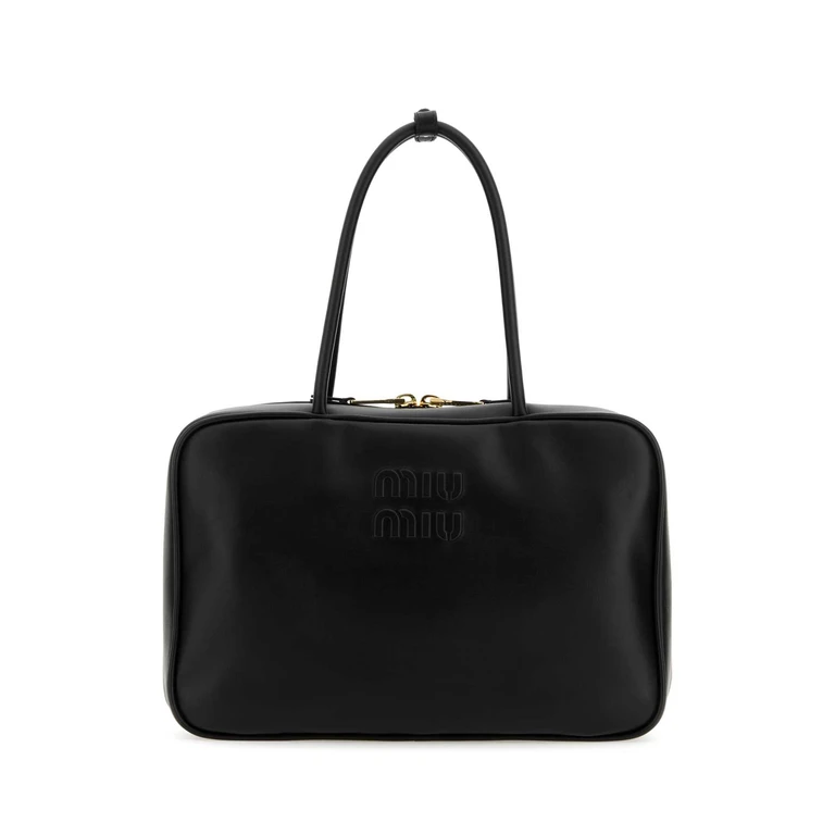 Black Leather Handbag Nero Vitello Borse A Mano - Women