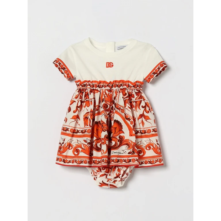 Girl's Majolica Print Cotton Dress and Bloomers Set (L2JDBFG7P4GS9000)