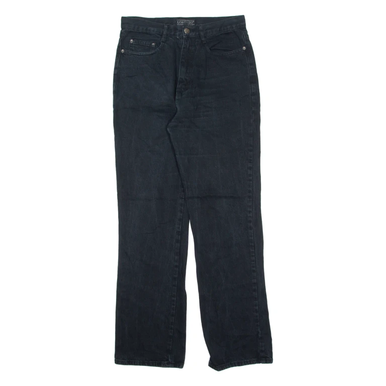LORENZO Womens Jeans Black Regular Straight 90s W28 L30