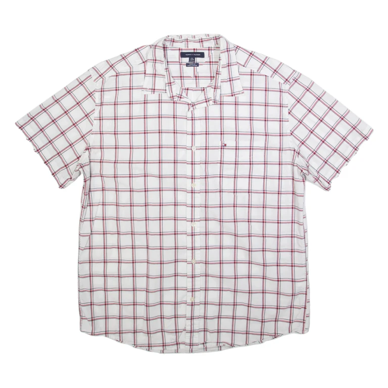 TOMMY HILFIGER Mens Shirt White Check XL
