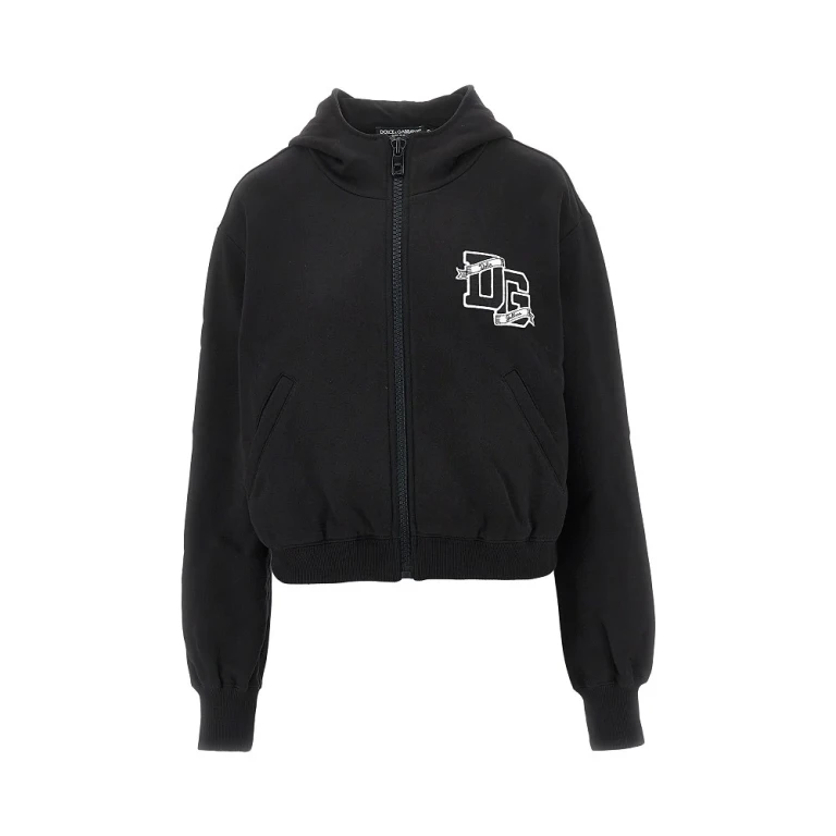 Moletom com capuz e zíper Dolce & Gabbana com patch de logo feminino tamanho 38