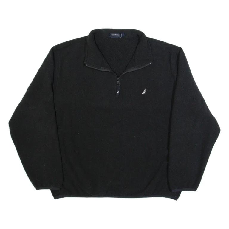 NAUTICA Mens Fleece Black 1/4 Zip L