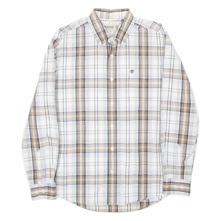TIMBERLAND Mens Shirt Brown Check Long Sleeve L