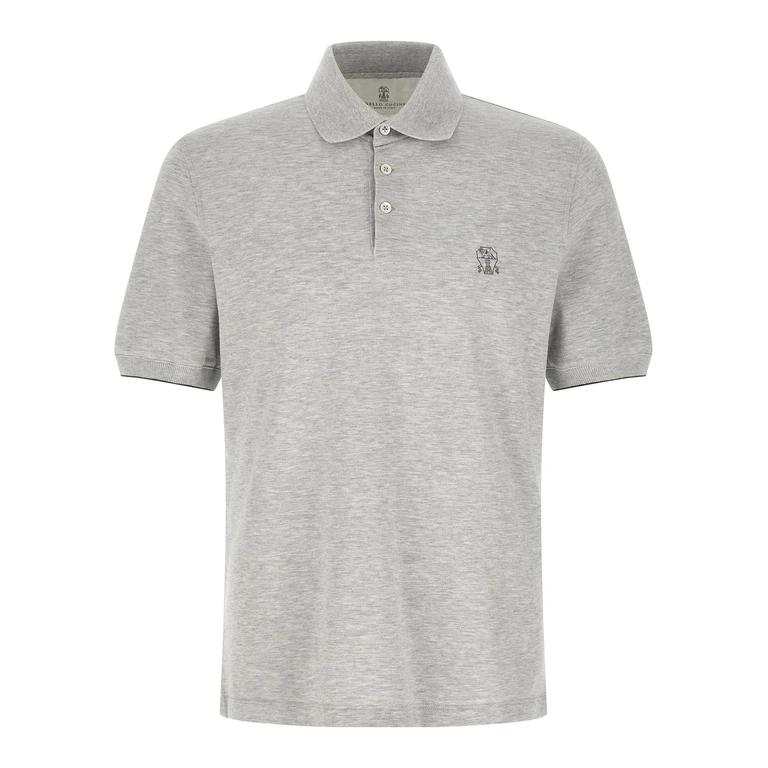 Gray Cotton Polo Shirt - Men
