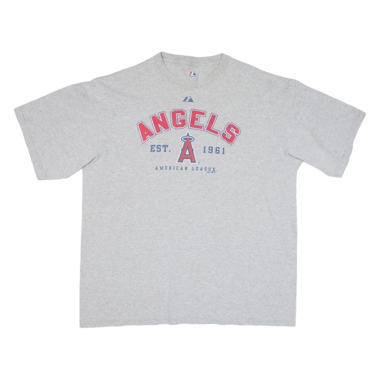 MAJESTIC Angels American League Mens T-Shirt Grey USA XL