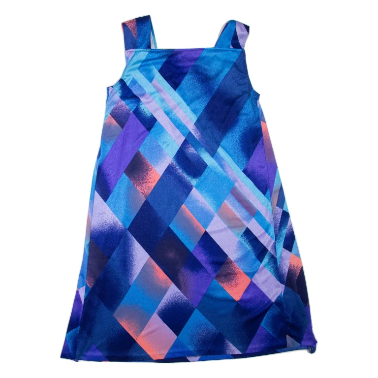 Womens Shift Dress Blue Geometric Sleeveless Knee Length XL