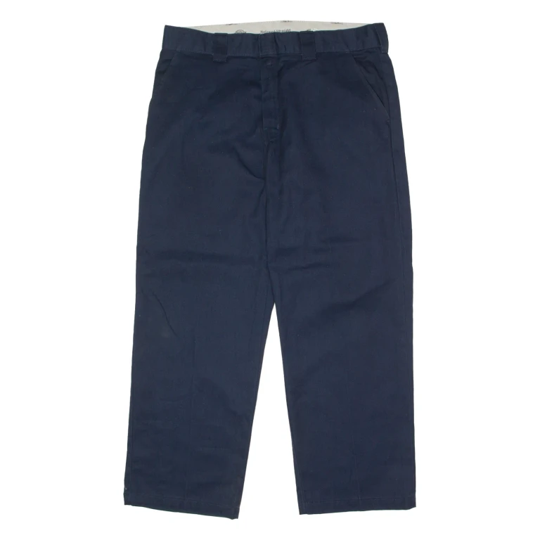 DICKIES Mens Twill Trousers Blue Relaxed Straight W38 L30