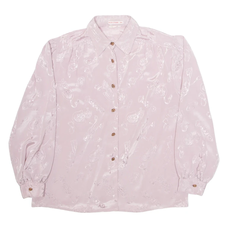 CV Womens Printed Shirt Pink Collared Long Sleeve Crazy Pattern M