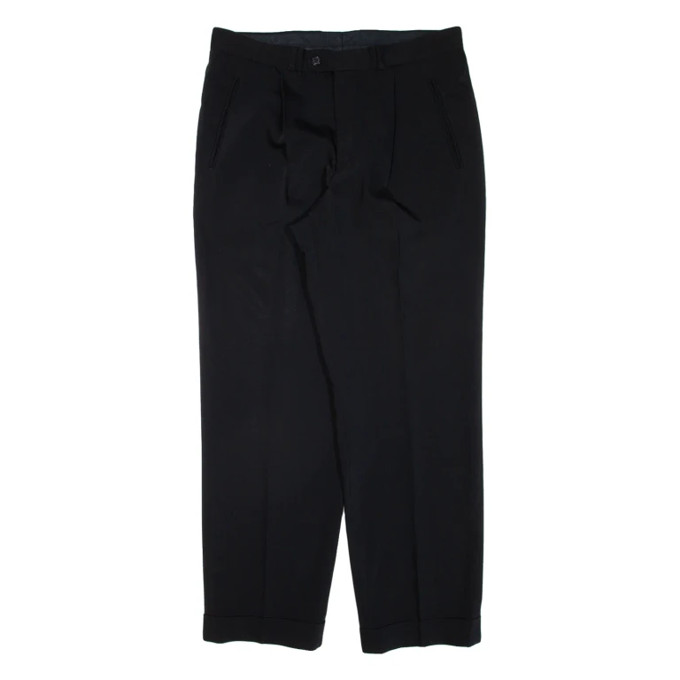 CALVIN COOPER Pleated Womens Trousers Black Regular Tapered Wool W32 L28