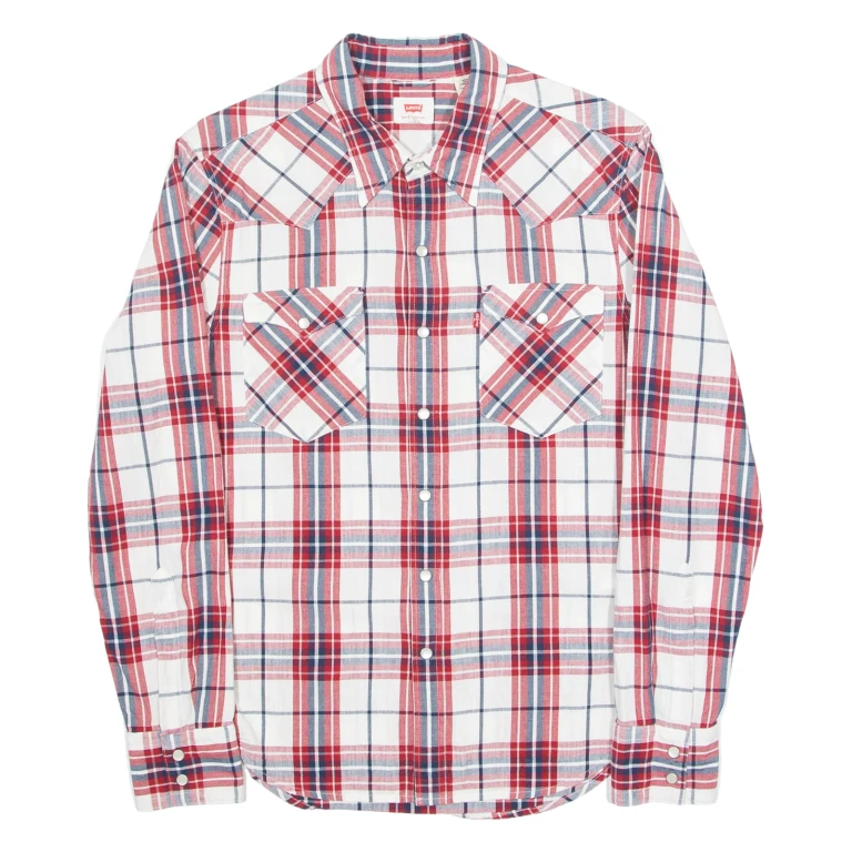 LEVI'S Mens Shirt Red Check Long Sleeve S