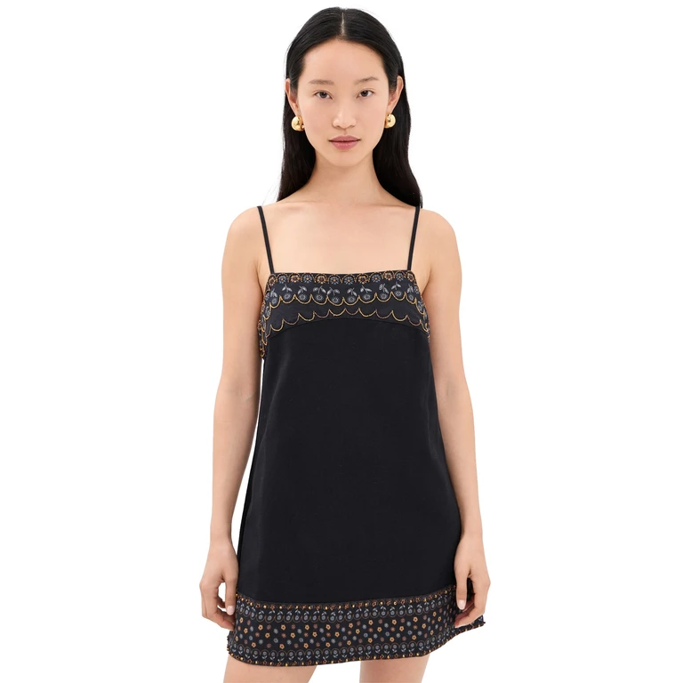 Free People Sunspell Mini Dress Black Combo M