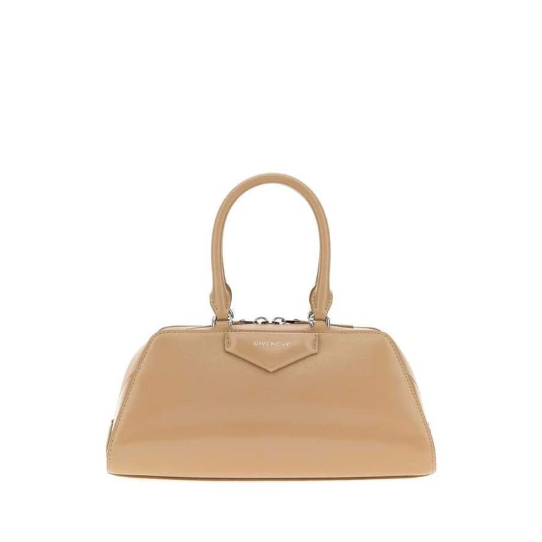 Beige Leather Small Antigona East-West Handbag Sand Borse A Mano