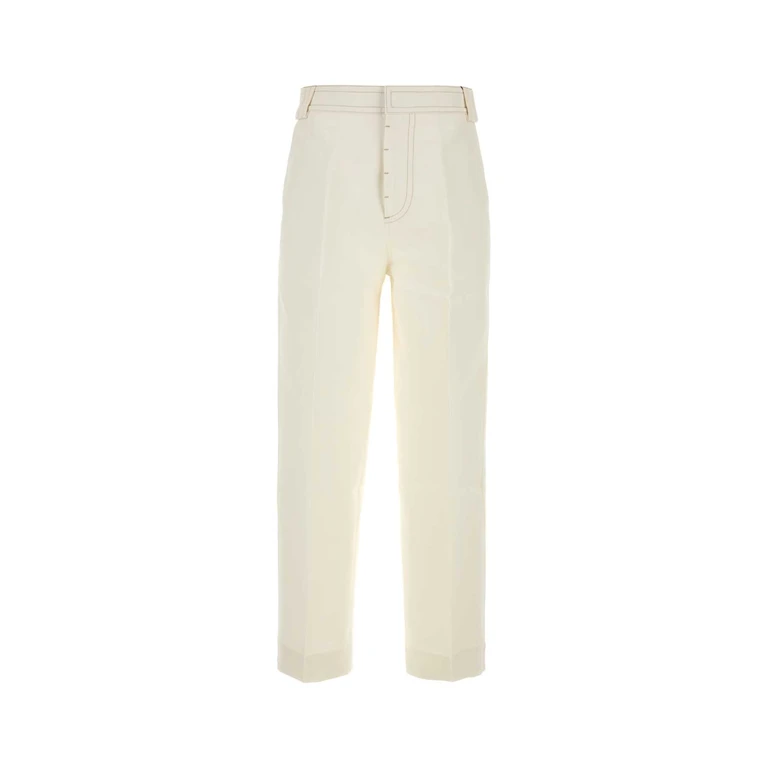AMI Paris White Cotton Baggy Pant Blanccreme Exterior: Pantaloni - Men