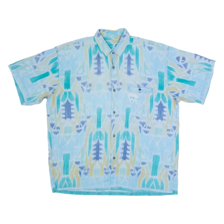 Mens Shirt Blue Crazy Pattern XL