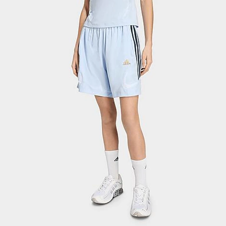 adidas Women's Originals Teamgeist Shorts in Crystal Sky/Aurora Ink/White Size: XXS