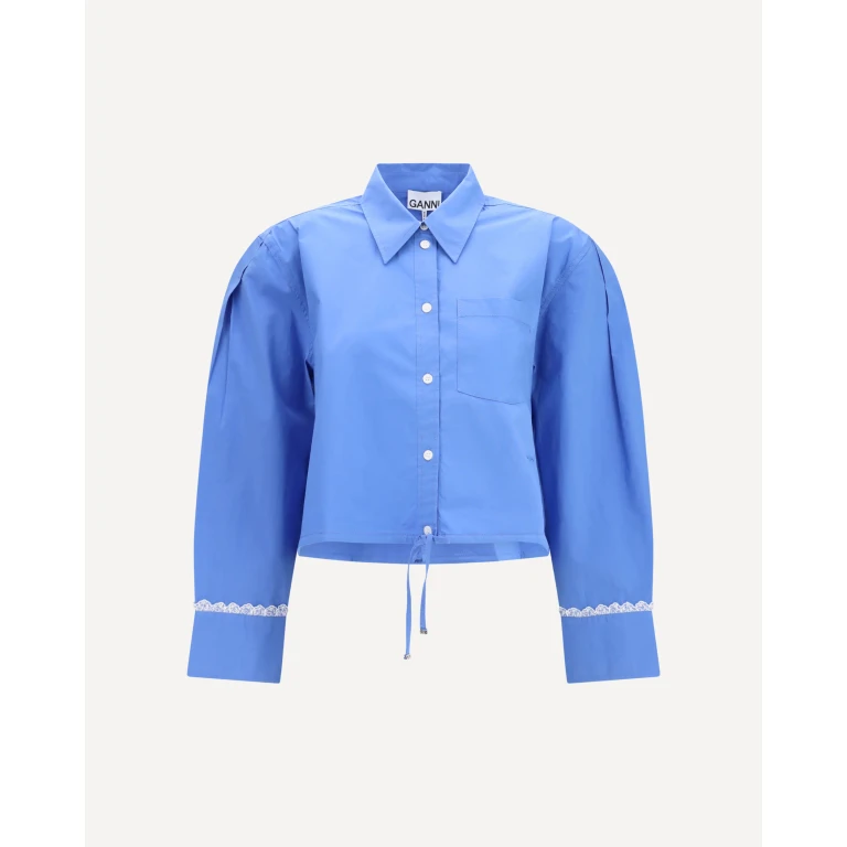 GANNI Cotton Shirt with lace details Female 38