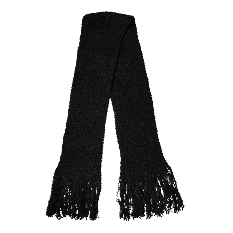 Dolce & Gabbana Black Wool Fringes Neck Wrap Foulard Scarf - Men