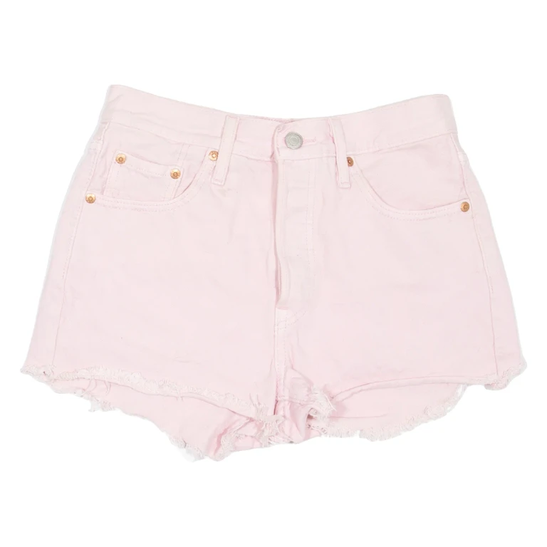 LEVI'S 501 BIG E Cut-Off Womens Denim Shorts Pink XS W25