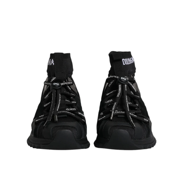 Dolce & Gabbana Black Sorrento Socks Logo Sneakers Shoes - Women